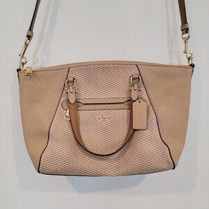 Authentic Coach Legacy Jacquard Prairie Satchel Purse Handbag Beige